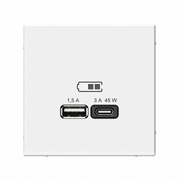 Розетка USB, A + тип-C 45Вт высокоскор.заряд. QC, PD, механизм (лотос) ARTGALLERY Systeme Electric. Вид 1
