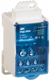 Распределительный блок на DIN-рейку РБД-500А ИЭК. Вид 1