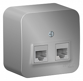 Розетка двойная, О/У компьютерная RJ45, кат.5e, изол.пл. (алюминий) Blanca Systeme Electric. Вид 1
