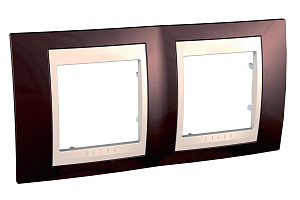 Рамка 2-постовая горизонтальная (бежевый/терракотовый) Unica Хамелеон Schneider Electric. Вид 1