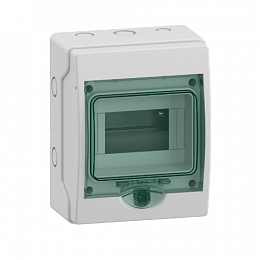 Бокс настенный 6 модулей с прозрачной дверью 159х200х112мм IP65 (светло-серый) Kaedra Schneider Electric. Вид 1