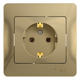 Розетка с заземлением, 16А, в сборе (титан) Glossa Systeme Electric. Вид 1