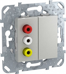 3-RCA-коннектор (алюминий) Unica Top Schneider Electric. Вид 1