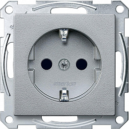 Розетка со шторками, qf sm (алюминий) Merten Schneider Electric. Вид 1