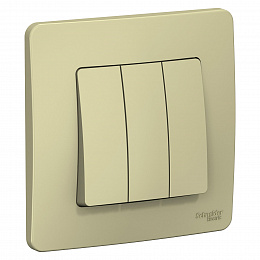 Выключатель 3-клавишный, С/У, (cх.1+1+1), 10а, 250В (бежевый) Blanca Systeme Electric. Вид 1