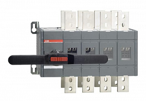 Рубильник реверсивный OT1250E04CLP (с ручкой) переключение без разрыва тока ABB. Вид 1