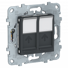unica new розетка компьютерная, rj45, двойная, кат. 6 utp, антрацит Schneider Electric. Вид 1