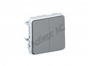 Механизм переключателя двухклавишного (серый) IP55 Plexo Legrand. Вид 1
