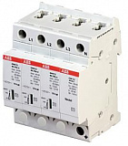 OVR T2 3N 70 440 S P Ограничитель перенапряжения 3P+N, тип 2, 440В, 70kA (сменные картриджи) ABB