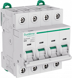 Автоматический выключатель 4-полюсный, 40A, 10kA (хар-ка D) Systeme9 Systeme Electric. Вид 1