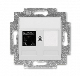 5014H-A61017 16W Розетка компьютерная RJ45 кат.6+заглушка, Levit, серый ABB. Вид 1