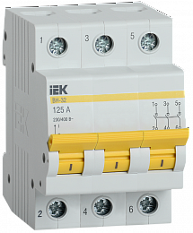 Выключатель нагрузки (мини-рубильник) ВН-32 3Р 125А ИЭК. Вид 1