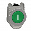 Кнопка зелёная, 1 Н/О, пруж.возврат, заподлицо, металл, маркировка "l" Schneider Electric. Вид 1.