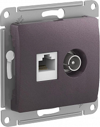 Розетка двойная TV + компьютерная RJ45, кат.5Е, механизм (сиреневый туман) Glossa Systeme Electric. Вид 1