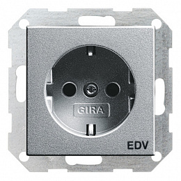 Розетка с заземлением (алюминий) System 55 Gira. Вид 1