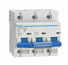 DZ158 Автомат 3P 80A 10kA (хар-ка 8-12In) CHINT. Вид 1