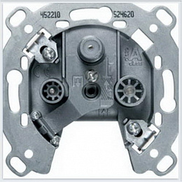 Розетка антенная, 3 отверстия, отдельная для постоянного тока, механизм Berker. Вид 1