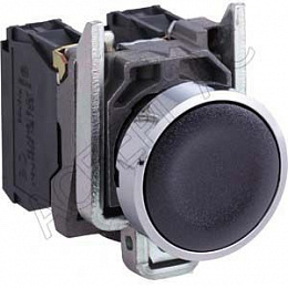 Чёрная кнопка с потайным толкателем 1НО Ø22 (в сборе) Schneider Electric. Вид 1