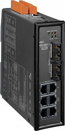 Индустриальный управляемый коммутатор 2 уровня с 8х10/100 Base-T Ethernet и 2 оптоволоконными портами Multi Mode (SC), IP30 ICP DAS. Вид 1