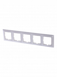 2515-94-507 Рамка 5-постовая с декоративной накладкой (альпийский белый) Basic 55 ABB. Вид 1