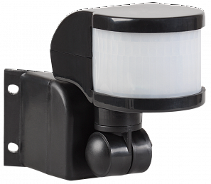 ДД 018В Датчик движения черный, макс. нагрузка 1100Вт, угол обзора 270град, дальность 12м, IP44 ИЭК. Вид 1