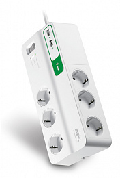 Cетевой фильтр, 6 розеток, кабель 2м, белый Schneider Electric. Вид 1