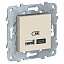 Розетка USB, 2-местная, тип А+С, 5 В / 2400 мА (бежевый) Unica new Schneider Electric. Вид 1.