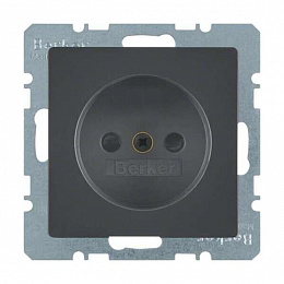 Розетка без заземления, со шторками (антрацитовый, бархатный лак) Q.1/Q.3 Berker. Вид 1