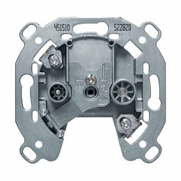 Розетка антенная, 2 отверстия, проходная, 8 дБ, механизм Berker. Вид 1