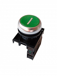 216512 M22-D-G-X1/K10 Кнопка в сборе, замыкающий контакт, зеленая с обозначением I Eaton. Вид 1