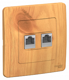Розетка двойная, С/У, компьютерная RJ45, кат.5e (ясень) Blanca Systeme Electric. Вид 1