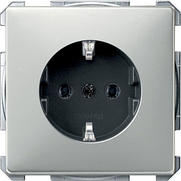 Розетка 16А с заземлением, без шторок, qf sd (сталь) Merten Schneider Electric. Вид 1
