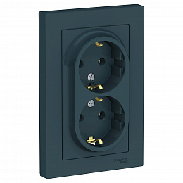 Розетка двойная с заземлением, 16А, в сборе (изумруд) Atlas Design Systeme Electric. Вид 1