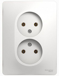 Розетка двойная без заземления 16А, в сборе (белый) Glossa Systeme Electric. Вид 1