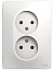 Розетка двойная без заземления 16А, в сборе (белый) Glossa Systeme Electric. Вид 1.