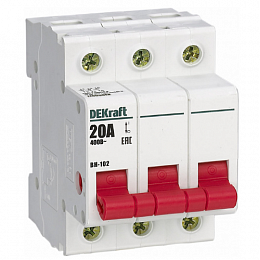 ВН102-3Р-020А Выключатель-разъединитель 3-х полюсный модульный 20А DEKraft. Вид 1