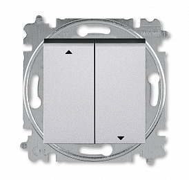 3559H-A89445 70W Выключатель жалюзи 2-кл. с фиксацией, Levit, серебро/дымчатый чёрный ABB. Вид 1