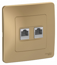 Розетка двойная, С/У, компьютерная RJ45, кат.5e (титан) Blanca Systeme Electric. Вид 1