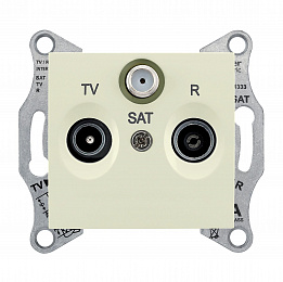 Розетка TV/R/SAT, проходная, 8 db (бежевый) Sedna Schneider Electric. Вид 1