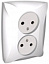 Розетка двойная без заземления, 16А, в сборе (белый) Дуэт Schneider Electric. Вид 1.