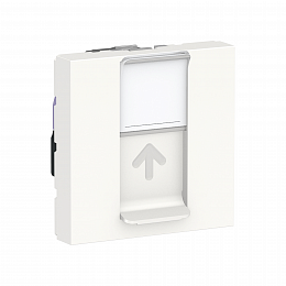 Розетка компьютерная, RJ45, одиночная, кат. 6 STP, 2 модуля (белый) Unica Modular Schneider Electric. Вид 1