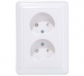Розетка двойная без заземления со шторками, 16А, в сборе (белый) Wessen 59 Systeme Electric. Вид 1