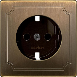 Центральная плата для механизма розетки, qf sd (античная латунь) Merten Schneider Electric. Вид 1