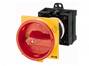 280928 P5-160/V/SVB Главный выключатель 3-полюсный, 160A, красно-желтая ручка, запираемый, заднее крепление Eaton. Вид 1