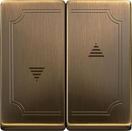 Клавиша двойная для жалюзи и кноп., qf sd (античная латунь) Merten Schneider Electric. Вид 1