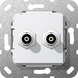 Розетка 2xBNC (белый глянцевый) System 55 Gira. Вид 1