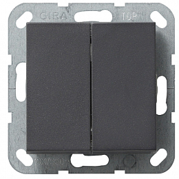 Переключатель 2-клавишный, кнопочный (антрацит) System 55 GIRA. Вид 1