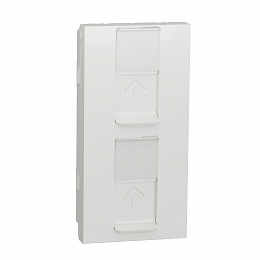 Лицевая панель д/коннек. S-One RJ45, 4 мод., со шт., с полем д/надписи, прям. (белый) Unica Schneider Electric. Вид 1