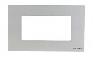 N2474 PL Рамка итальянского стандарта на 4 модуля, серия Zenit, цвет серебристый ABB. Вид 1