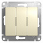 Выключатель 3-клавишный, сх.3, 10АХ, механизм (бежевый) Glossa Systeme Electric. Вид 1.